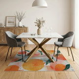 Vibrant Orange Peach Fruit Pattern Area Rug