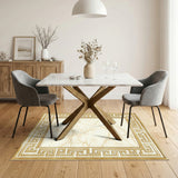 Gold and Silver Gold Greek Key Marble Area Rug