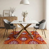 Festive Orange Snowmen Snowflake Area Rug
