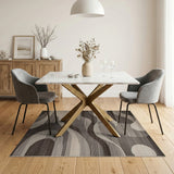 Grey Modern Abstract Grey Wave Area Rug