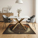 Distressed Vintage Orange Mandala Area Rug