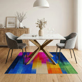 Vibrant Multi-Color Geometric Area Rug with Starry Dots