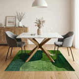 Emerald Green Abstract Organic Shapes Area Rug with White Blooms