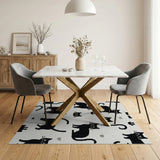 Playful Black Cat Cartoon Area Rug