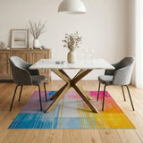 Vibrant Geometric Modern Vibrant Multi-Color Geometric Stripe Area Rug