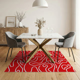 Abstract Area Red Bold Red Wavy Abstract Area Rug