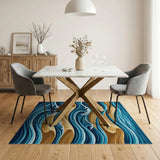 Coastal Blue Waves Golden Dunes Area Rug