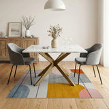 Vibrant Geometric Abstract Area Rug with Arches