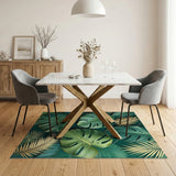 Verdant Green Monstera Leaf Washable Area Rug