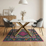 Vibrant Teal Pink Persian Area Rug