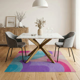 Whimsical Curved Wave Multi-Color Area Rug