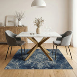 Navy Distressed Vintage Medallion Area Rug