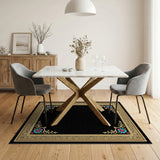 Multi-color and Patterns Ornate Gold Floral Frame Area Rug