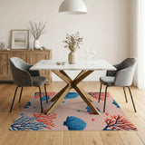 Vibrant Coral Reef Fish Seashell Area Rug