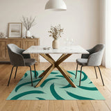 Teal Brushstroke Abstract Area Rug