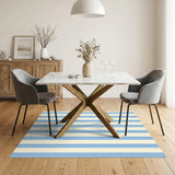 Blue Striped Washable Area Rug
