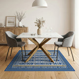Navy Blue Gold-Accent Heritage Tribal Area Rug