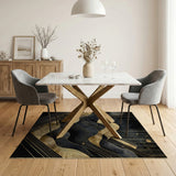 Black Gold Abstract Mountain Wave Rug