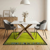 Sunny Yellow Dotted Tribal Border Rug