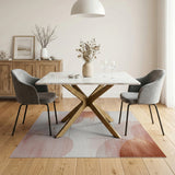 ODIKA Washable Abstract Geometric Rug - Modern Blush Pink & Rose Gold Low Pile Non-Slip Area Rug