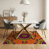 Vibrant Orange Pink Mandala Area Rug