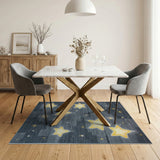 Grey Geometric Area Rug with Yellow Stars