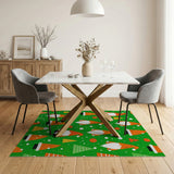 Kids Cartoon Festive Green Gnome Christmas Area Rug