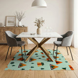 Whimsical Cartoon Camping Tents Pines Rug