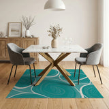 Teal Fluid Organic Abstract Area Rug