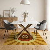 Geometric Modern Orange Radiant Sunburst Geometric Area Rug