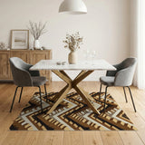 Geometric Tan Cube Staircase Area Rug
