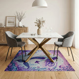 Moonlit Purple Mermaid Area Rug with Butterflies