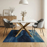 Blue and Teal Geometric Modern Layered Blue Mountains Geometric Area Rug