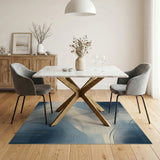 Blue and Teal Wavy Blue Geometric Area Rug
