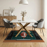 Green Football Field Area Rug with Centered Ball