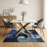 Modern Blue Geometric Abstract Area Rug