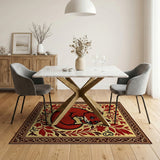 Charming Red Fox Floral Persian Rug