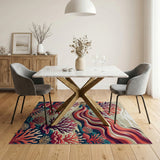 Multi-color and Patterns Vibrant Coral Reef Coastal Area Rug