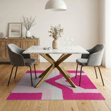 Pink Geometric Modern Vibrant Pink Geometric Shag Area Rug
