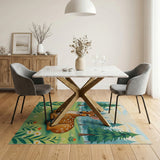 Whimsical Cartoon Fawn in Forest Meadow Area Rug