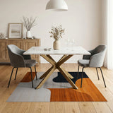 ODIKA Abstract Mid-Century Modern Washable Area Rug, Low Pile Non-Slip Burnt Orange & Black Rug