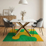 Vibrant Yellow Green Abstract Shag Area Rug
