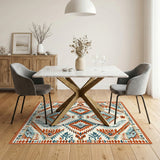 Southwestern Geometric Blue Teal Area Rug
