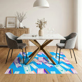 Vibrant Ticket Print Washable Area Rug