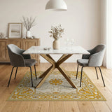Ornate Gold Border Cream Area Rug