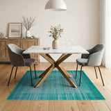 Teal Nested Frames Geometric Area Rug