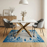 Blue Fish and Coral Reef Coastal Area Rug