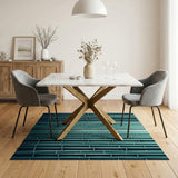 Teal Bamboo Vertical Area Rug