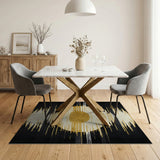 Gold Sunburst Geometric Area Rug
