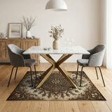 Gold and Silver Ornate Gold Mandala Area Rug